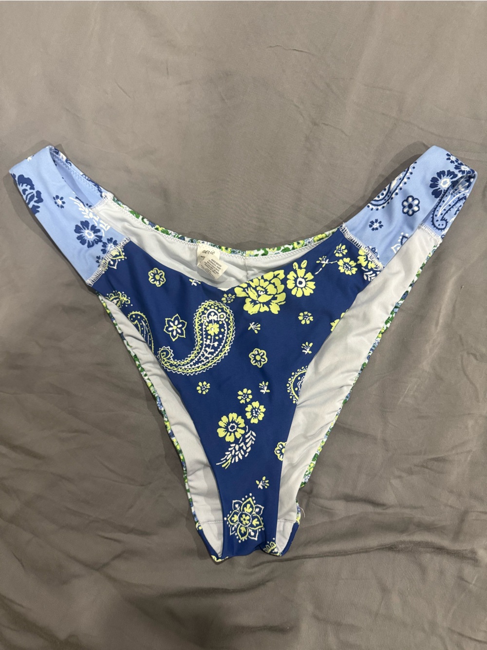 Aerie Women’s Paisley Floral Bikini Bottoms in Navy and Light Blue